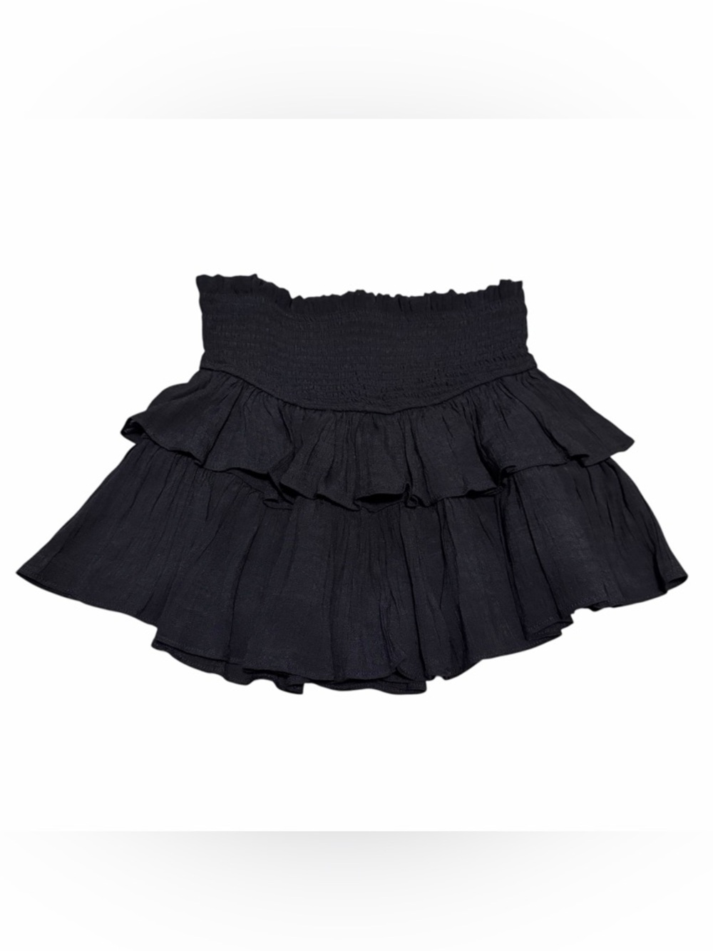 Blu Pepper Women's Smocked Waist Tiered Ruffle Skirt | Black | Size Small